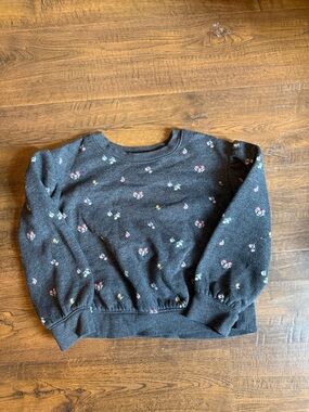 jumping beans Dark Gray Floral Sweatshirt with Pink & Light Blue Accents
